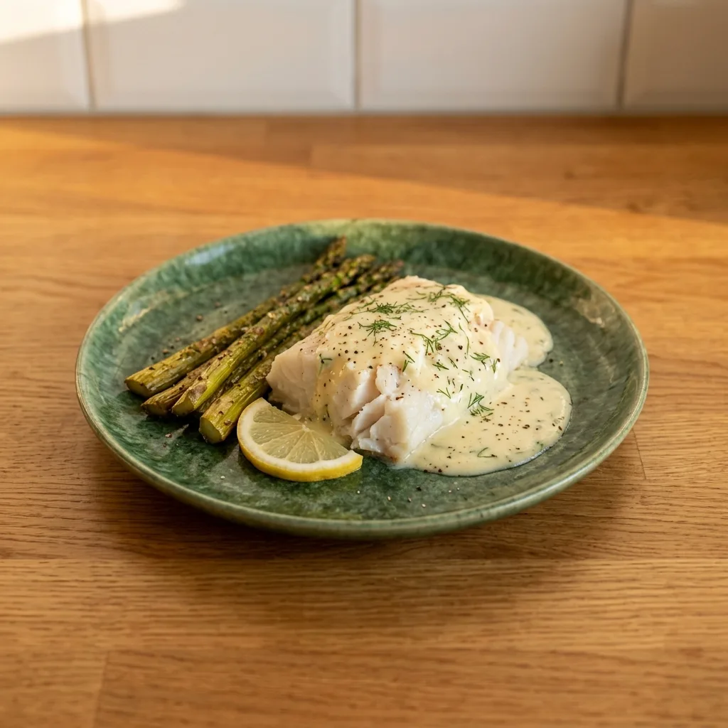 Baked Cod with Lemon Cottage Cheese Sauce