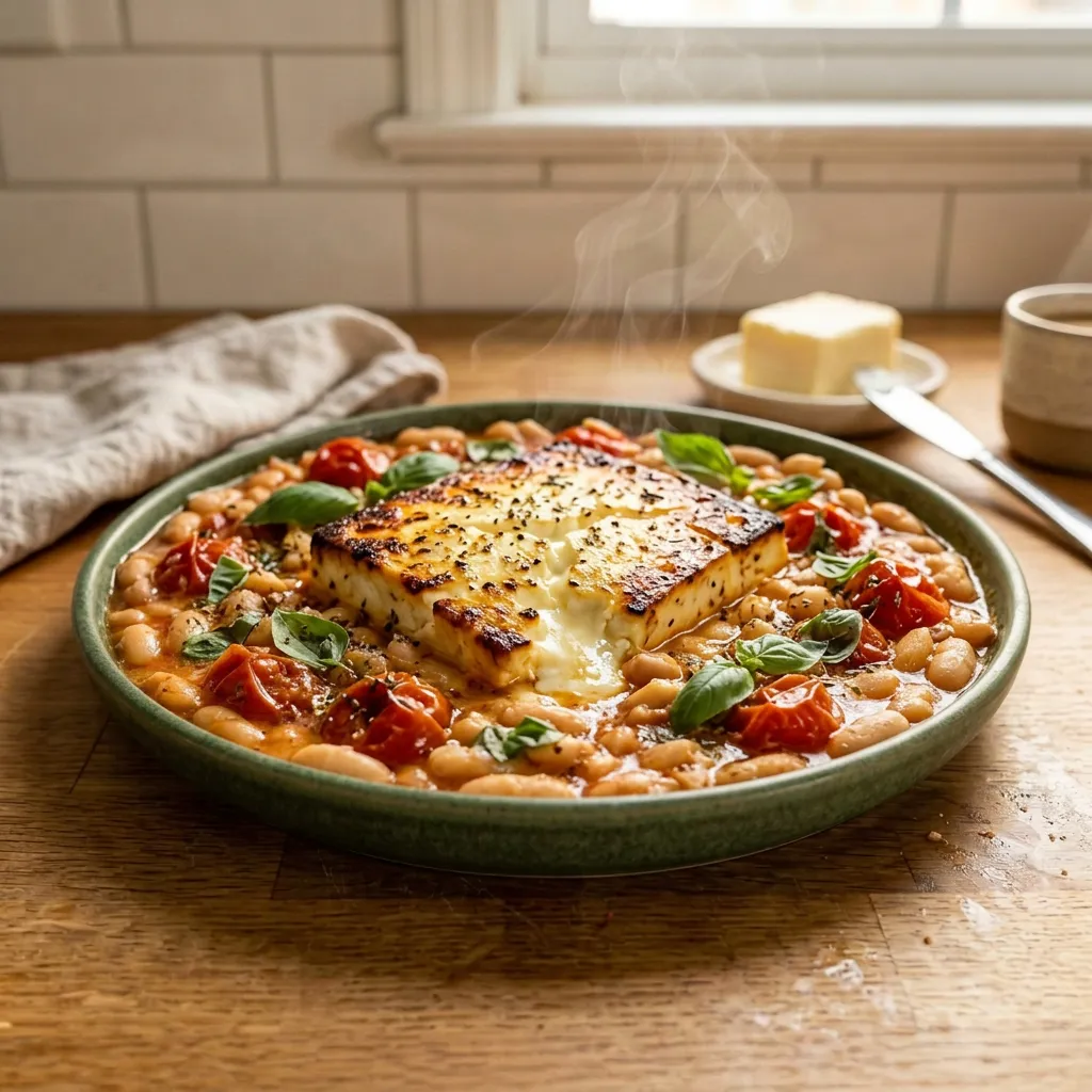 Baked Feta and White Bean Skillet