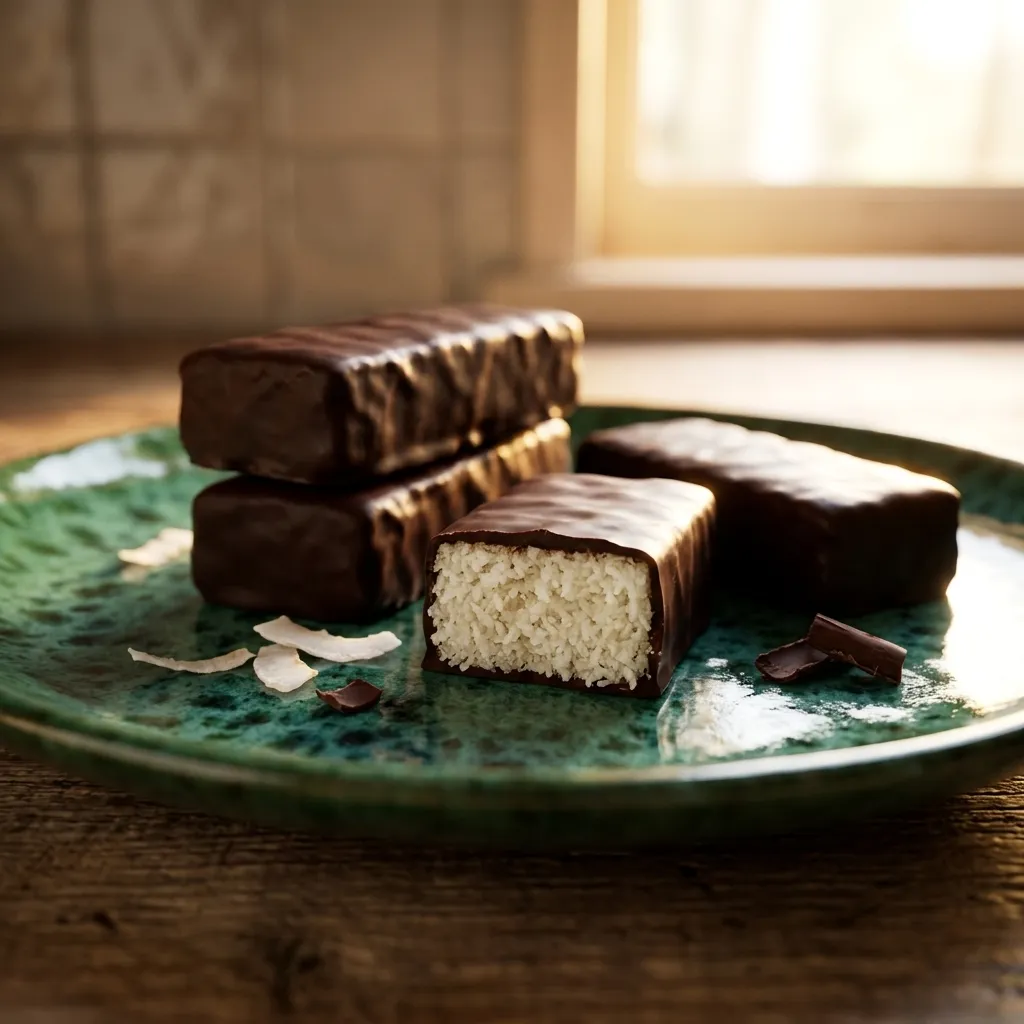 Barritas proteicas de coco con chocolate negro