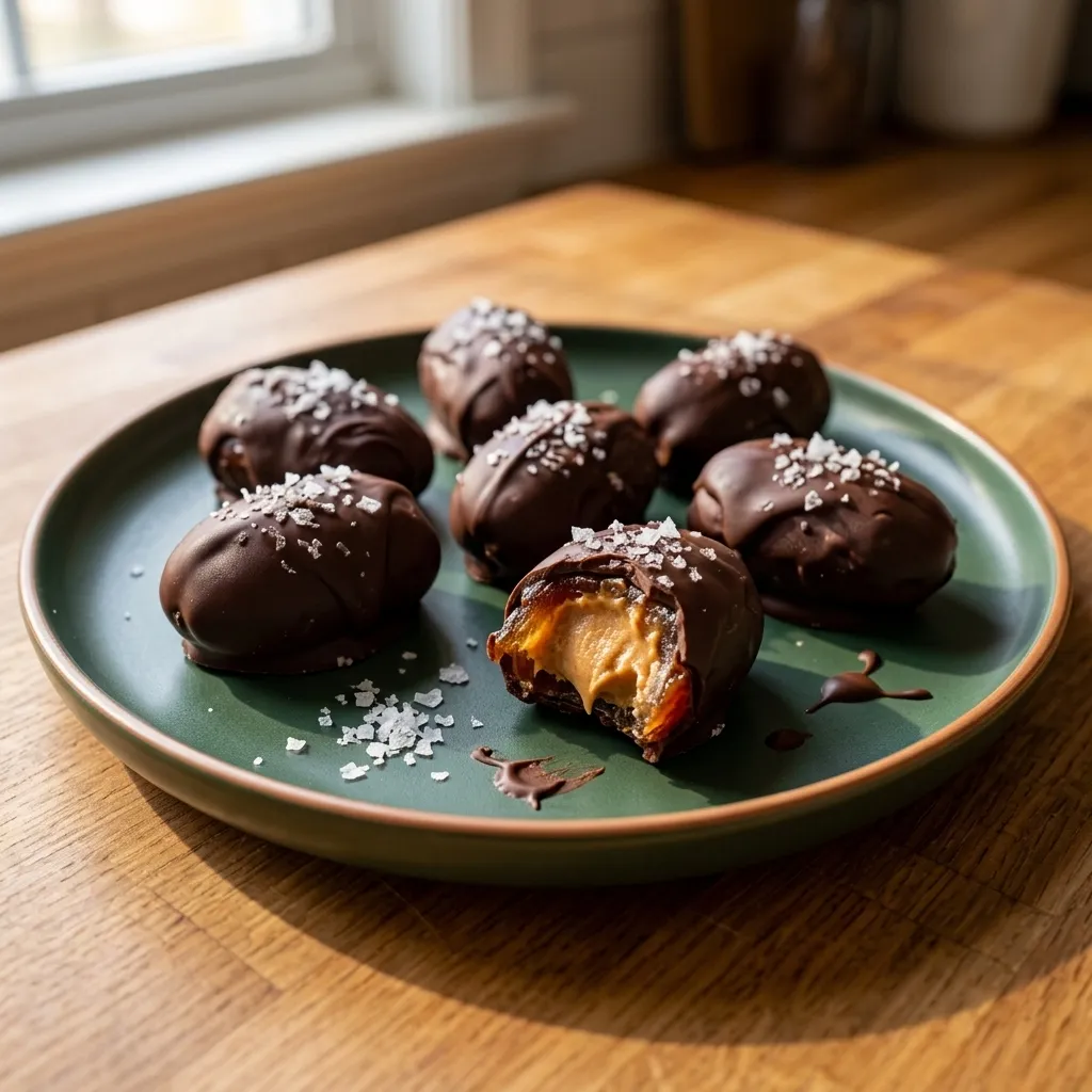 Dark Chocolate Peanut Butter Stuffed Dates