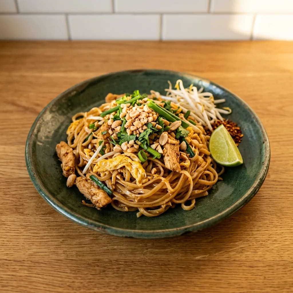 Pad thai alto en proteína