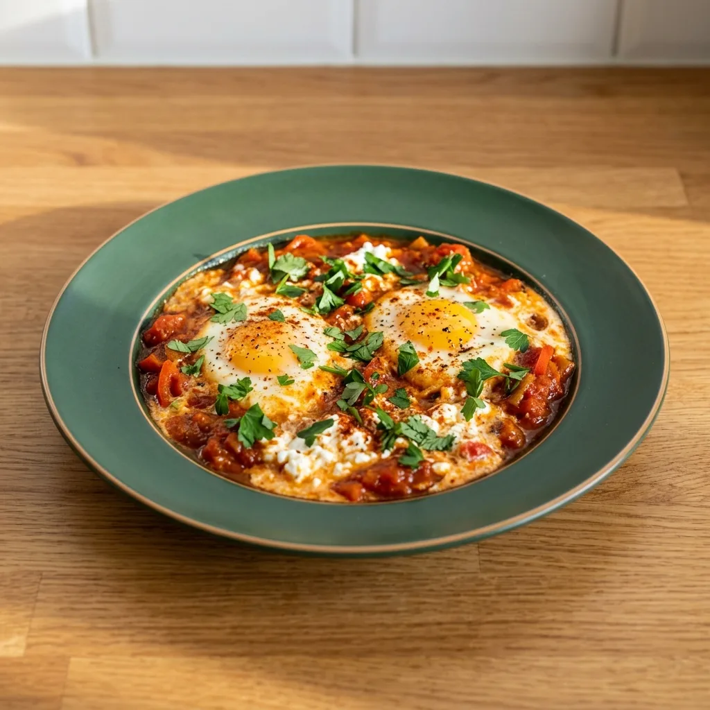 Shakshuka with Cottage Cheese Swirl