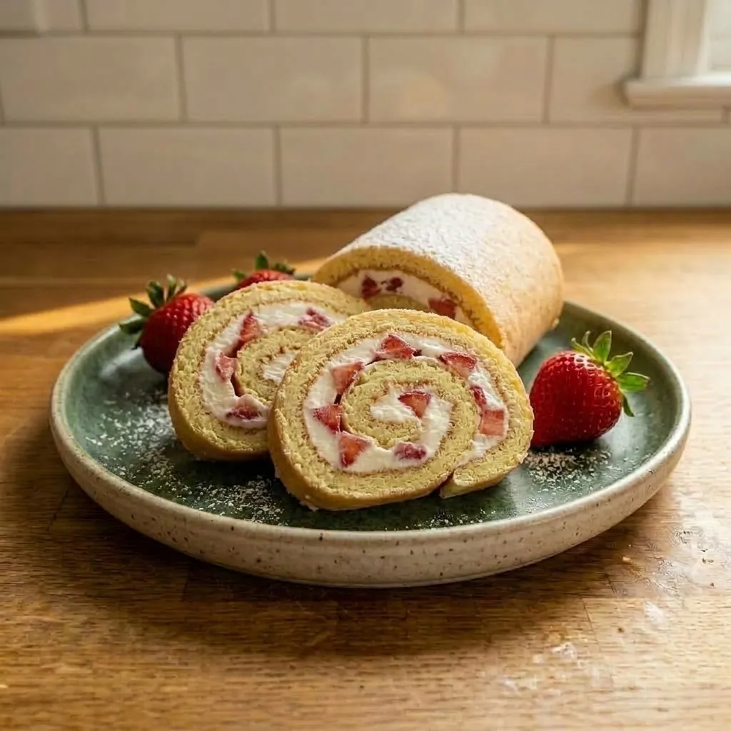 Strawberry Cottage Cheese Protein Roll Cake