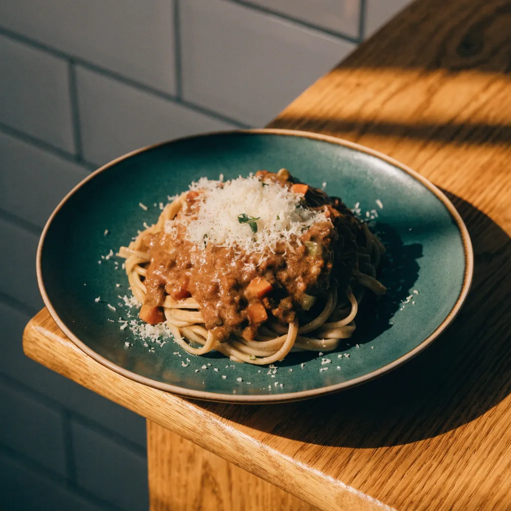 Boloñesa de pavo con pasta integral