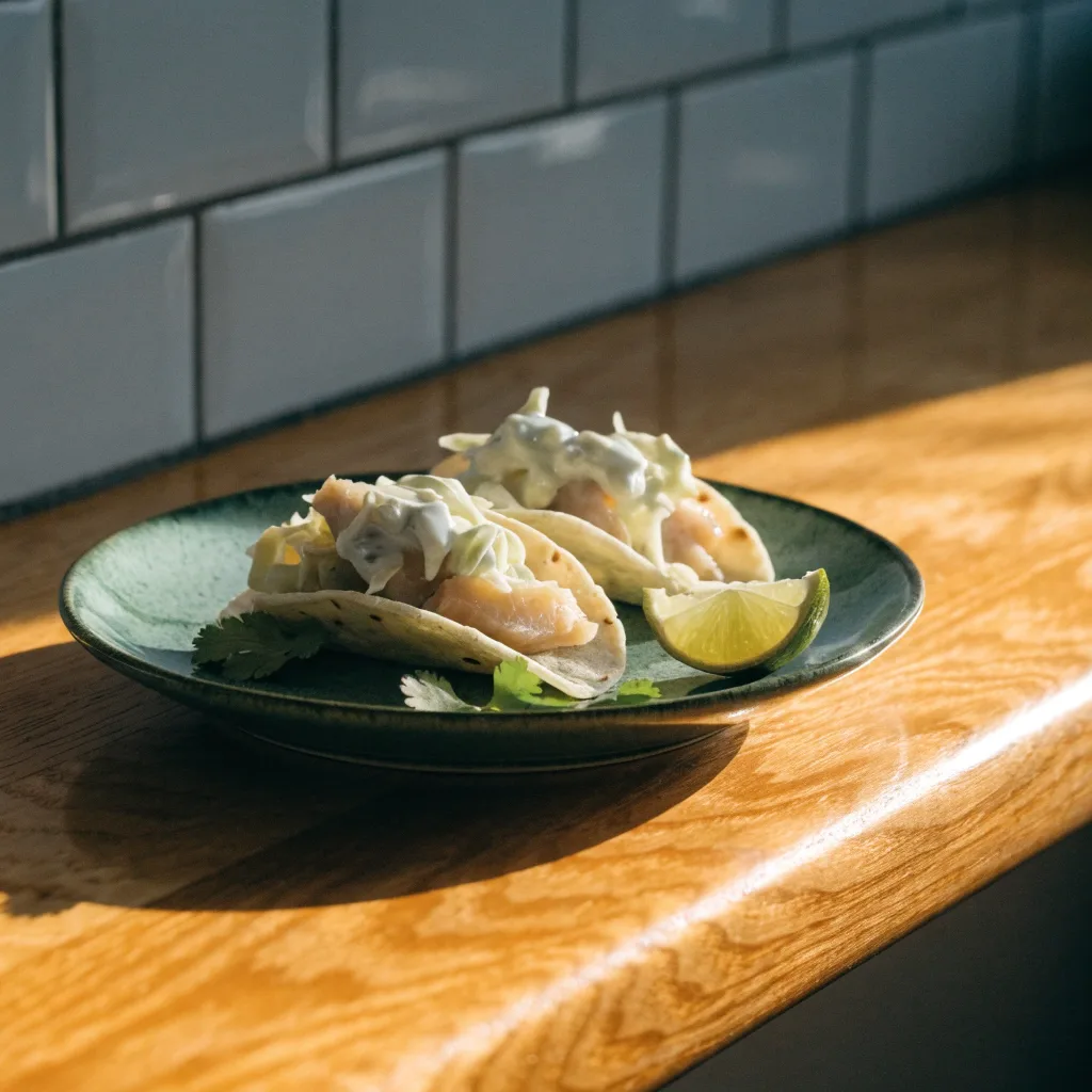 White Fish Tacos with Greek Yogurt Slaw